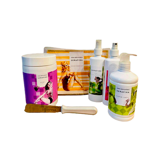 KIT START - CERA EM BARRA MOUSSE DE MARACUJÁ (HARD WAX) E CERA EM POTE AÇAÍ (STRIP WAX)