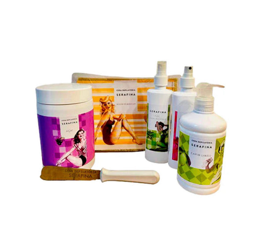 KIT START - CERA EM BARRA MOUSSE DE MARACUJÁ (HARD WAX) E CERA EM POTE AÇAÍ (STRIP WAX)